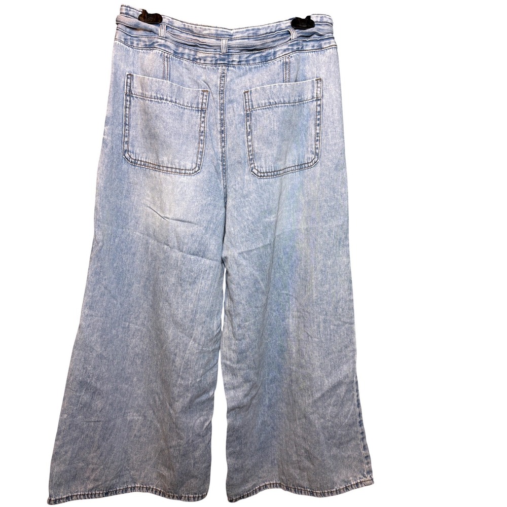 kensie 8/29 High rise wide leg ankle jeans Pants Light Wash The Kaya Tie Waist